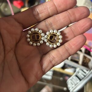 Dior Pearl and antique Gold Stud Earrings🥳🥳❌❌